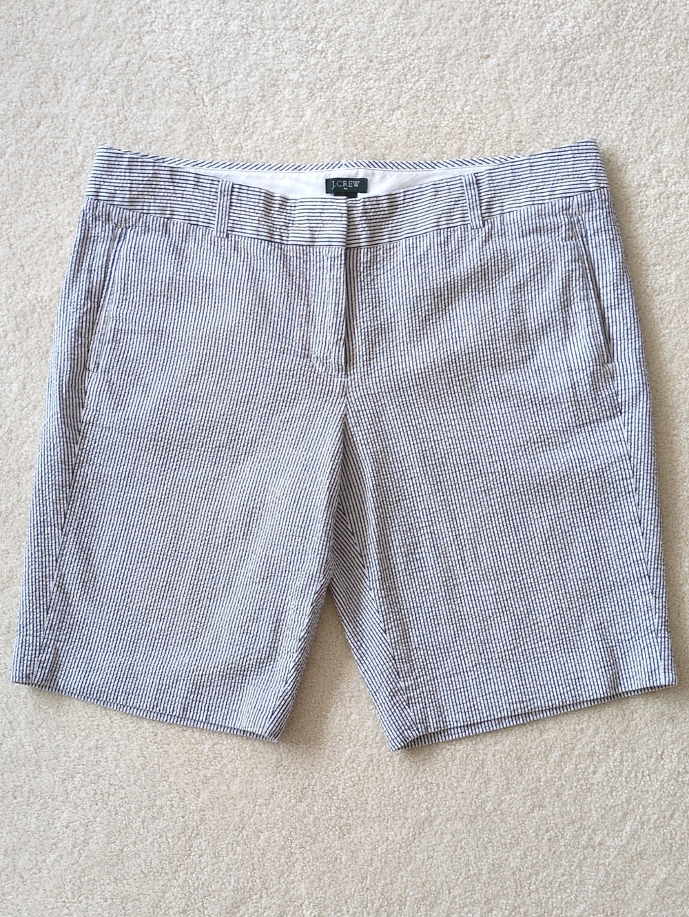 J Crew Factory CityFit Shorts Cotton Seersucker 10 Summer Preppy